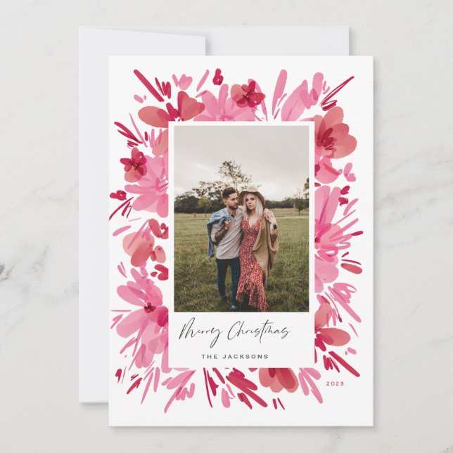 God blommigt, abstrakt, juldesign helgdag julkort (Framsida)