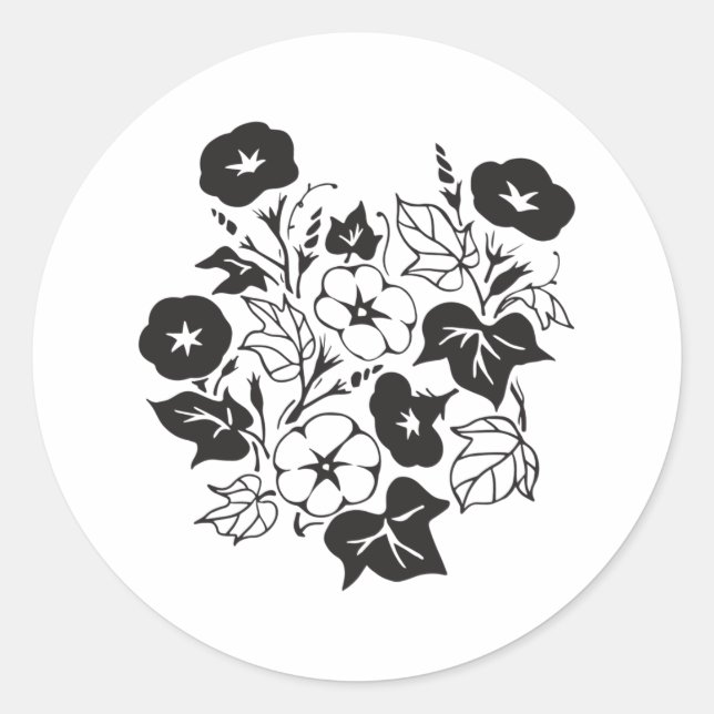 God Blomsterträdgård BW I Runt Klistermärke (Framsida)