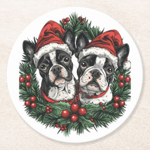 God Boston Terrier Hundar Helgdag Wandan Underlägg Papper Rund