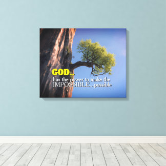 God Can Make Impossible Possible -Cliffside Tree Canvastryck