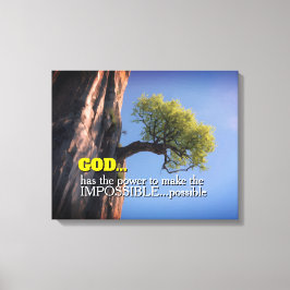 God Can Make Impossible Possible -Cliffside Tree Canvastryck