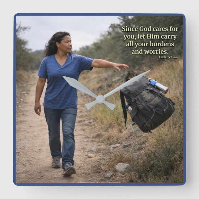 God cares for you fyrkantig klocka (Framsida)