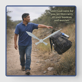 God cares for you fyrkantig klocka