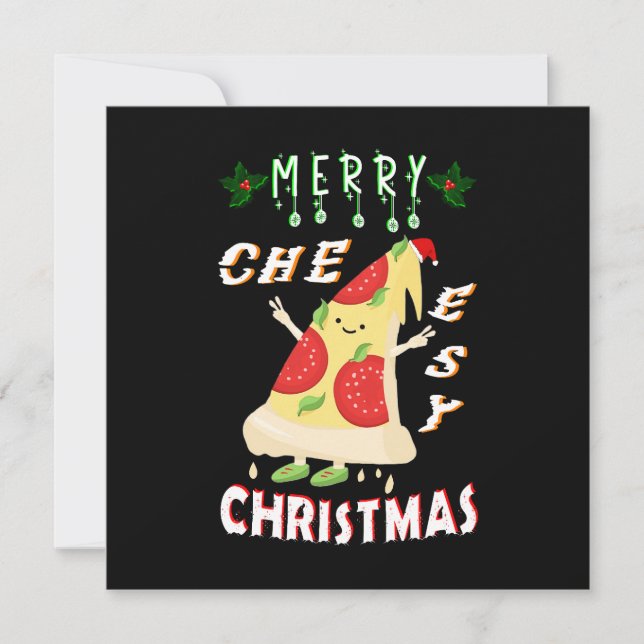 God Cheesy jul Julafton Santa Pizza jul Tack Kort (Framsida)