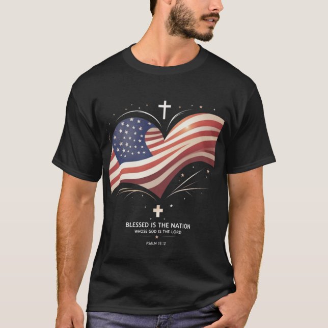 God & Country – 4th of July Christian Art T Shirt (Framsida)