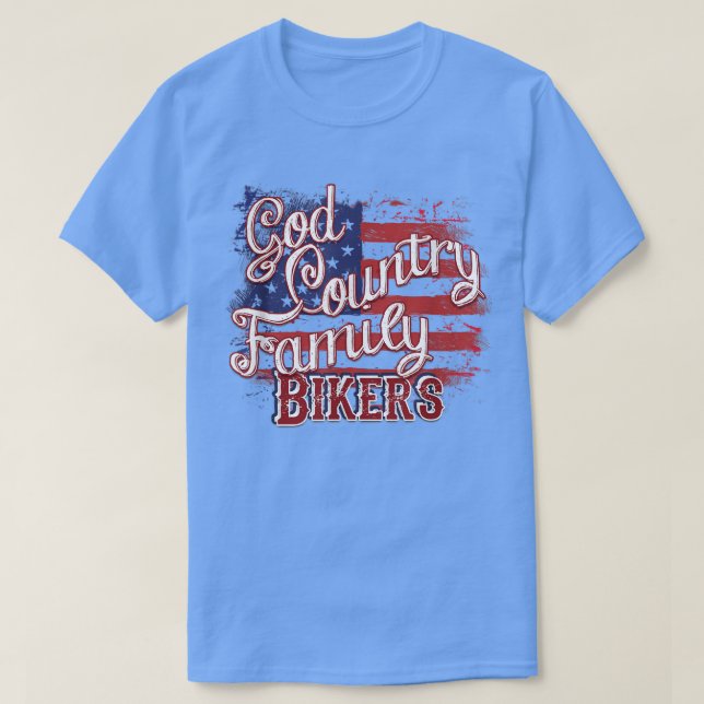 God Country Family Bikers Patriotic Motorcycle Rid T Shirt (Design framsida)