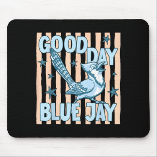 God Dag Blå Jay Söt Retro Fågel Grafisk Tillbaka T Musmatta