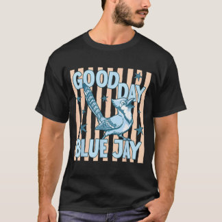God Dag Blå Jay Söt Retro Fågel Grafisk Tillbaka T Shirt