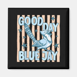 God Dag Blåskrika Söt Retro Fågel Grafisk Tillbaka Magnet
