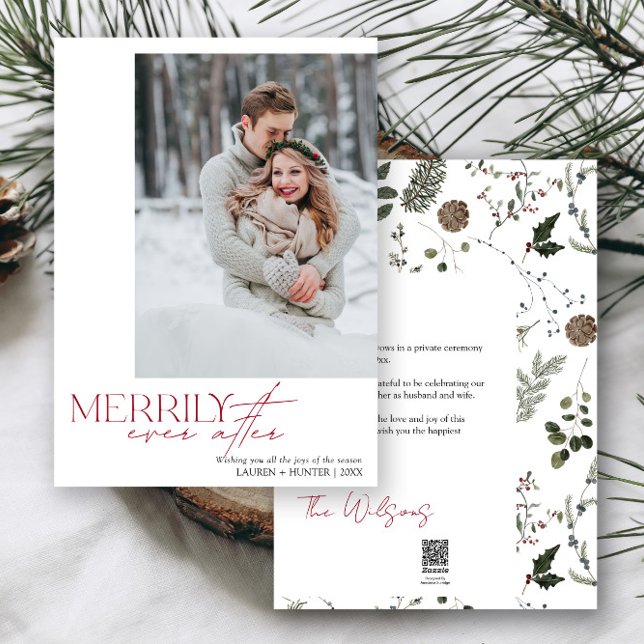 God dag efter fotot i Bröllop Julkort (Easily add your photos and deets to personalize this beautiful holiday wedding announcement)