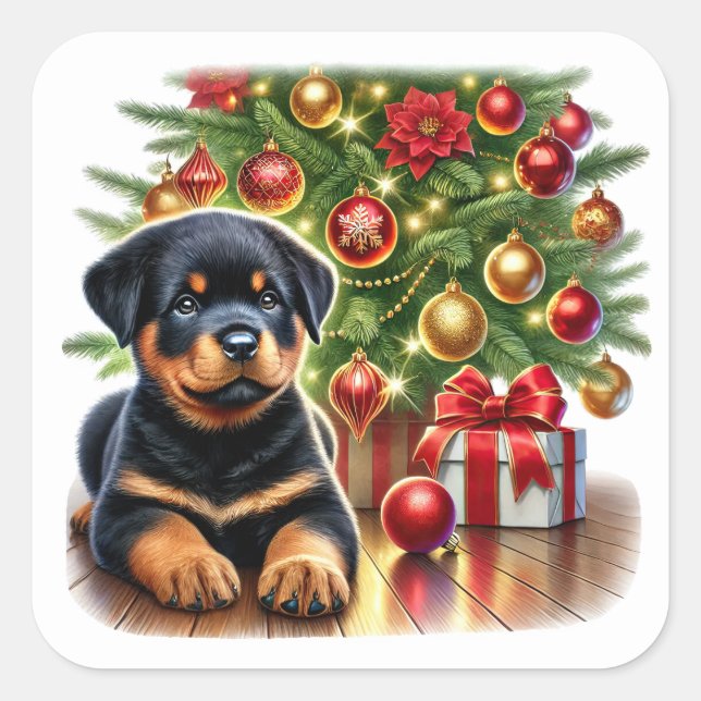 God dag, Puppy Stil! Fyrkantigt Klistermärke (Framsida)