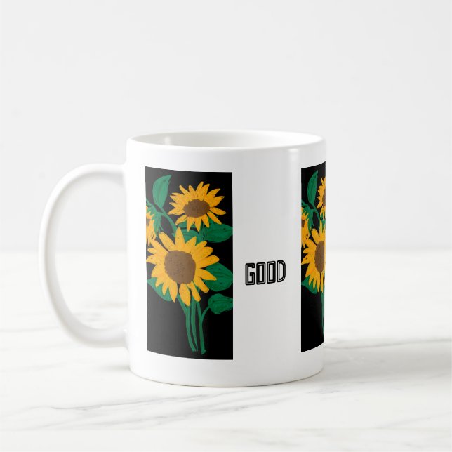 God Dag Text Gul Blomma Bild Klassisk Mugg (Vänster)