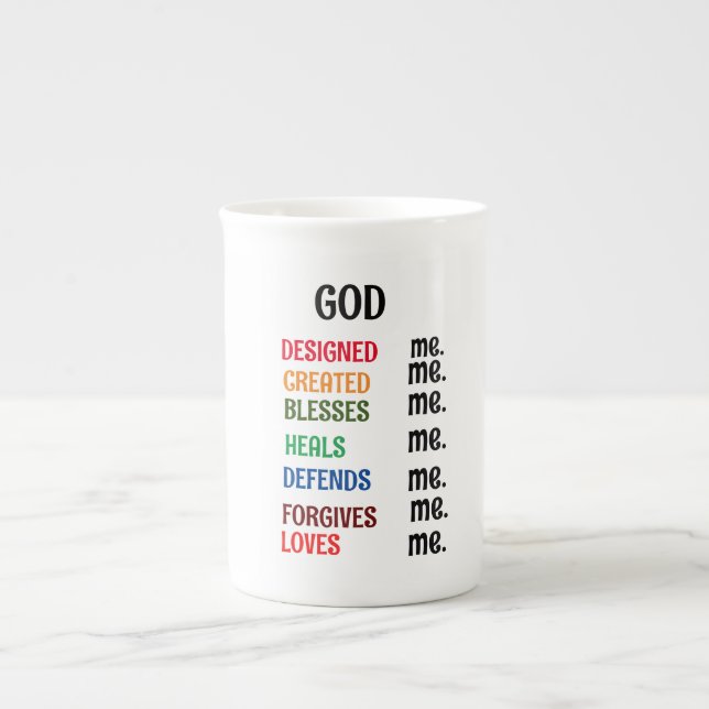"GOD DESIGNAD ME" SPECIALTY Mugg Benporslin Mugg (Framsidan)