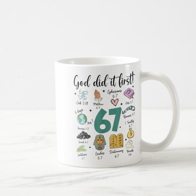 God Did It First 67 Meme Retro Christian Funny Fai Kaffemugg (Höger)