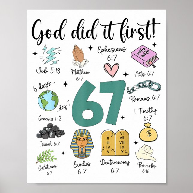 God Did It First 67 Meme Retro Christian Funny Fai Poster (Framsidan)