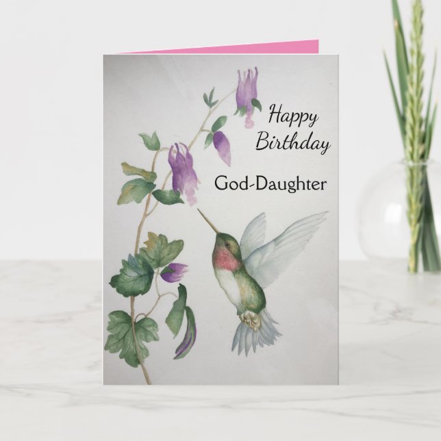 God dotter Birthday Hummingbird Garden Kort (Framsida)