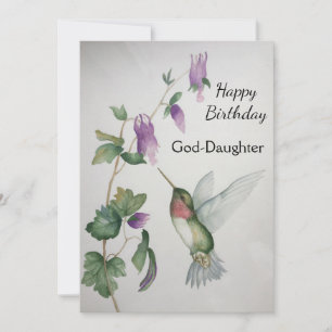 God dotter Birthday Hummingbird Watercolor