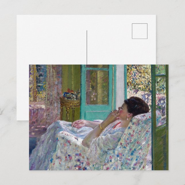 God eftermiddag - Gult 1910 Vykort (Fram/baksida)