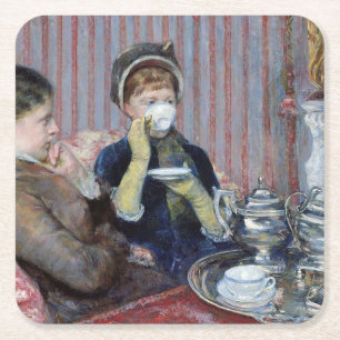 God eftermiddag Tea, Mary Cassatt Underlägg Papper Kvadrat