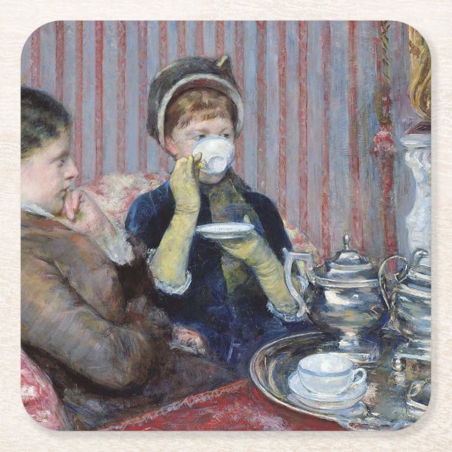 God eftermiddag Tea, Mary Cassatt Underlägg Papper Kvadrat (Framsidan)