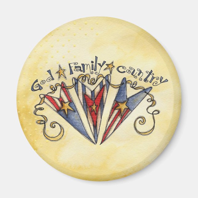 God Familj Land Amerika Magnet (Framsidan)