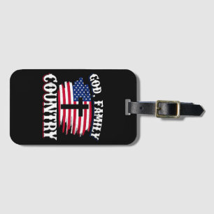 God Familj Land Amerikanska Flagga Christian P Bagagebricka