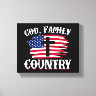 God Familj Land Amerikanska Flagga Christian P Canvastryck