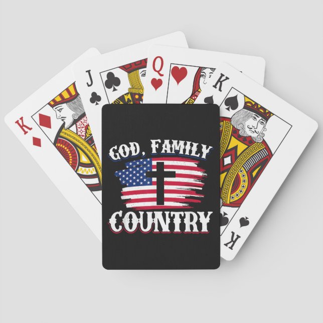 God Familj Land Amerikanska Flagga Christian P Casinokort (Baksidan)