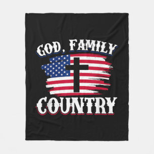 God Familj Land Amerikanska Flagga Christian P Fleecefilt