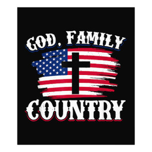 God Familj Land Amerikanska Flagga Christian P Fototryck