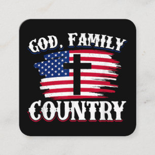 God Familj Land Amerikanska Flagga Christian P Fyrkantigt Visitkort