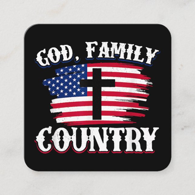 God Familj Land Amerikanska Flagga Christian P Fyrkantigt Visitkort (Framsida)