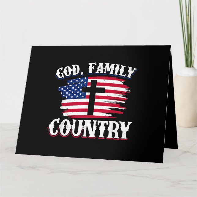 God Familj Land Amerikanska Flagga Christian P Kort (Framsida)
