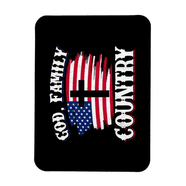 God Familj Land Amerikanska Flagga Christian P Magnet (Vertikal)