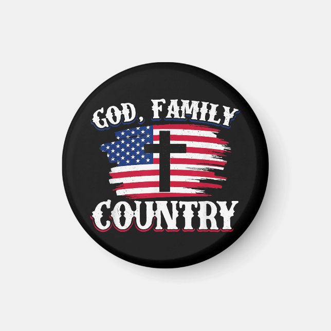 God Familj Land Amerikanska Flagga Christian P Magnet (Framsidan)