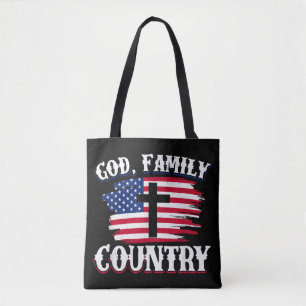 God Familj Land Amerikanska Flagga Christian P Tygkasse