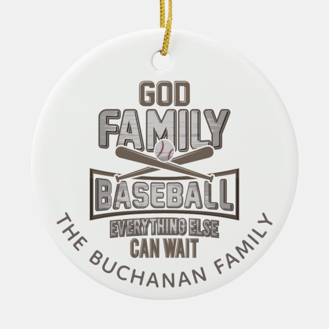 God Family Baseball-familjens jul Julgransprydnad Keramik (Framsidan)