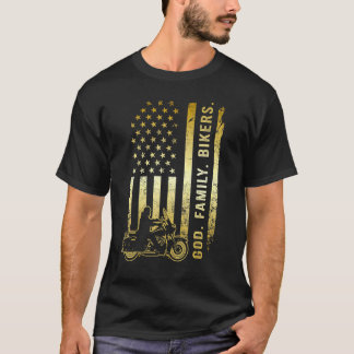 God Family Bikers American Flagga Motorcle T Shirt