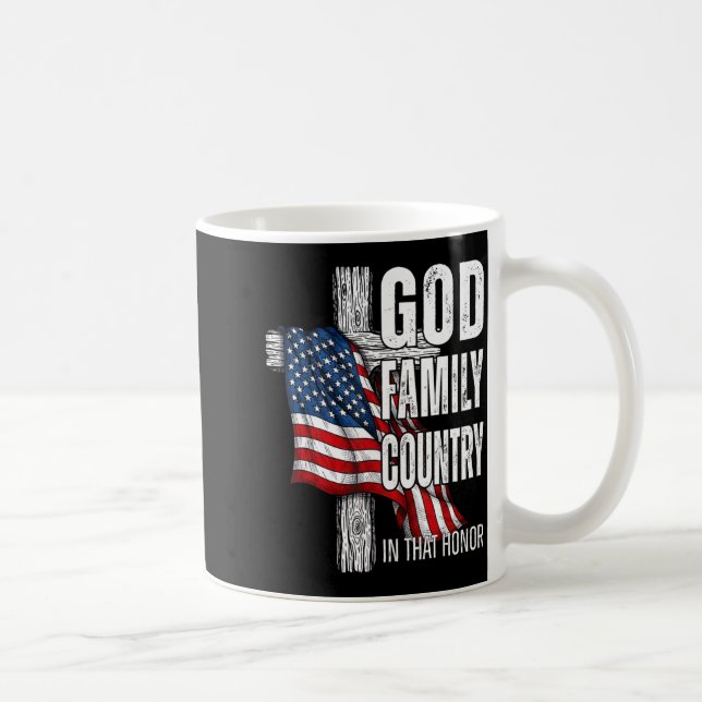 God Family Country American Flag Christian Patriot Kaffemugg (Höger)