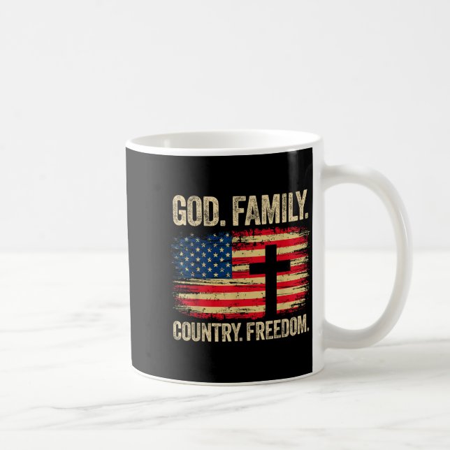 God Family Country Dom Usa Flag Cross  Kaffemugg (Höger)