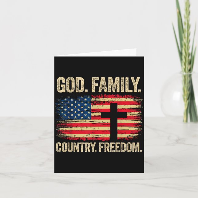 God Family Country Dom Usa Flag Cross  Kort (Framsida)