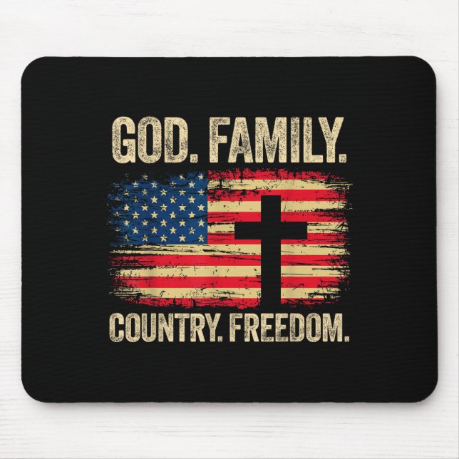 God Family Country Dom Usa Flag Cross  Musmatta (Framsidan)