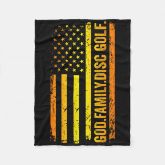 God Family Disc Golf Us American Flag Father's Day Fleecefilt