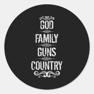 God Family Guns Land Runt Klistermärke