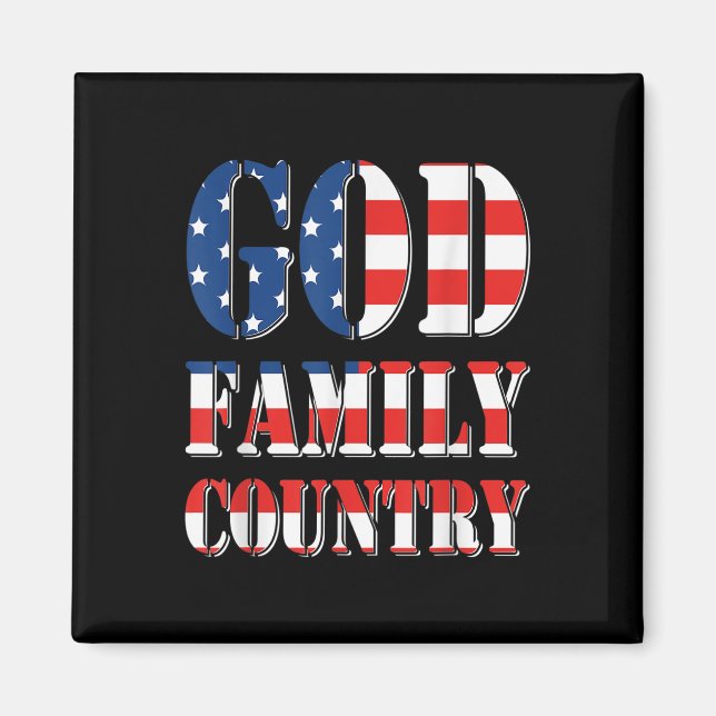 God Family Land Amerika, USA, Flagga Proud Memoria Magnet (Framsidan)