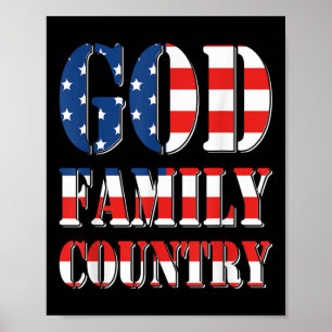 God Family Land Amerika, USA, Flagga Proud Memoria Poster