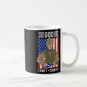 God Family Land Amerika USA Flagga Soldier Memori Kaffemugg