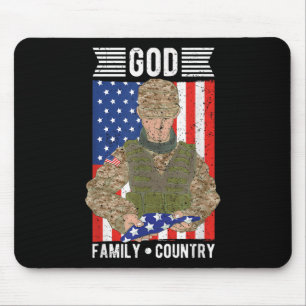 God Family Land Amerika USA Flagga Soldier Memori Musmatta