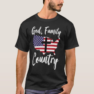 God Family Land Christian American Flagga Usa Kart T Shirt