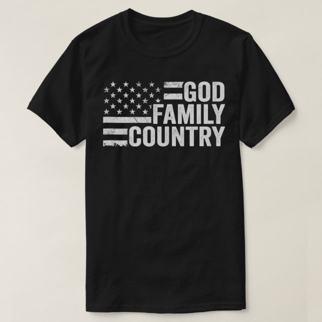 God Family Land - Patriotic Christian American  T Shirt (Design framsida)